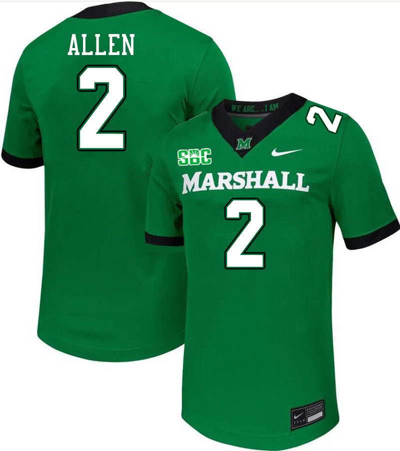 Marshall Thundering Herd #2 Michael Allen College Football Jerseys,Uniforms-Green